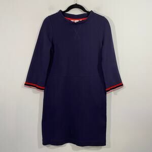 Boden Navy Livia Velvet Striped Cuff Quarter Sleeve Sweatshirt Dress Size 6R